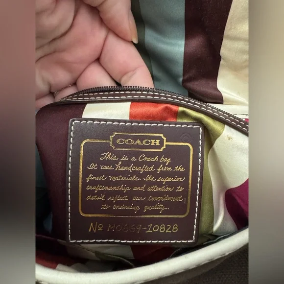 Coach Legacy Stripe Parchment/Brown Slim Flap Ali Turnlock Shoulder Bag $378 - Picture 5 of 16